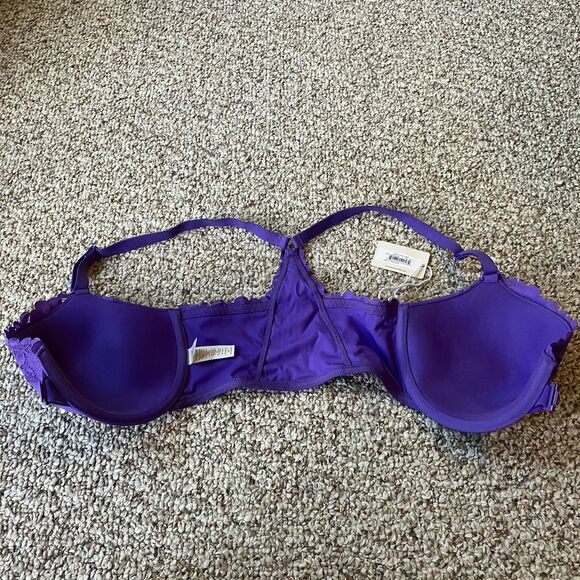 NWT Bare Necessities Racerback Bra Size 30G Purple Lace Front Close Underwire - Picture 4 of 7